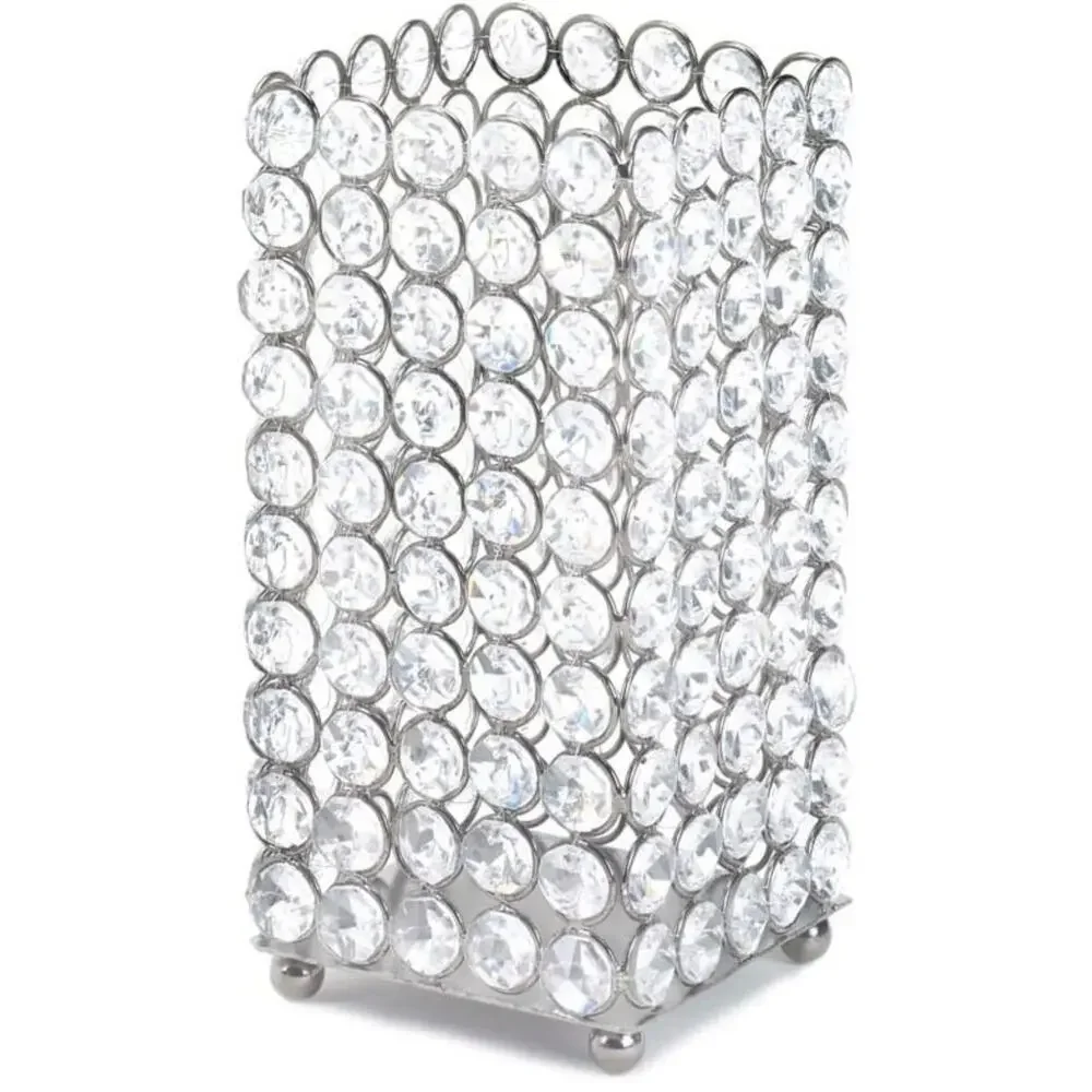 Vintage Verdugo Gift Silver Crystal Rhinestone Candle Holder Glam Wedding Decor